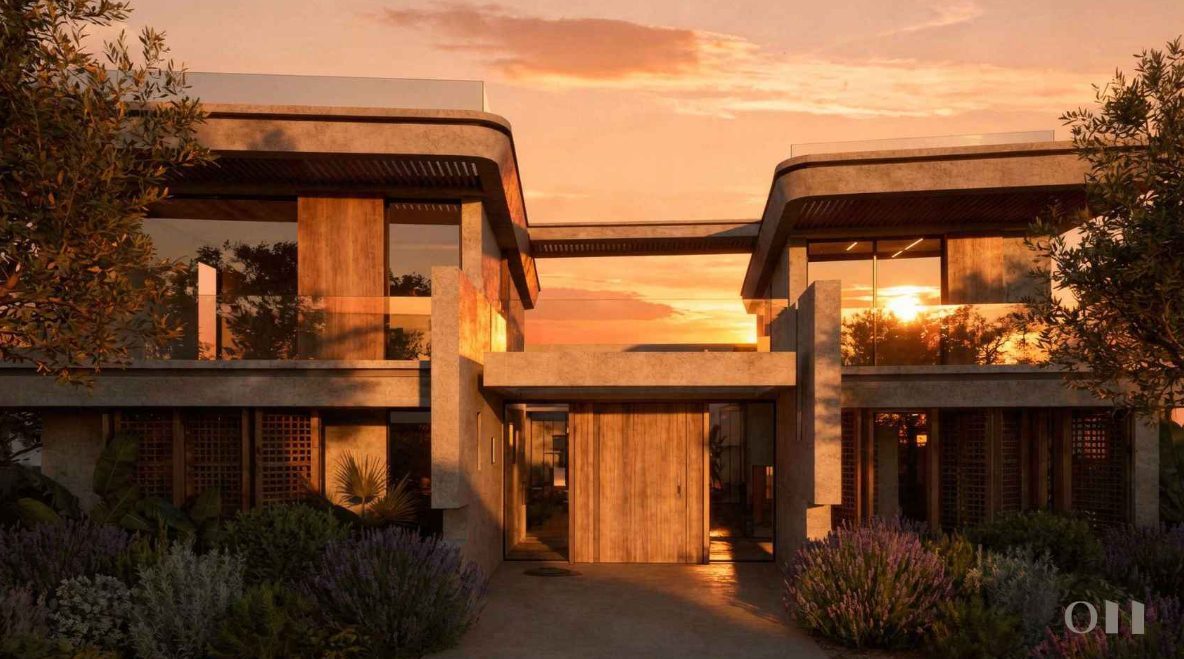 Villa Río Verde, Marbella: vista exterior al atardecer — Studio Eleven